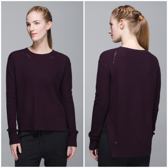 lululemon athletica Sweaters - Lululemon Seva Merino Wool Sweater Black Cherry Size 8